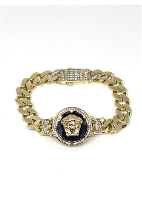 Bracelet gourmette Tête Versace et Onex Or 10K.